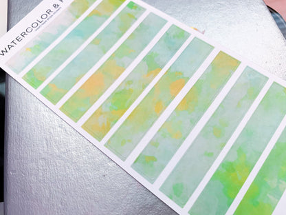 Watercolors Washi Tape Strips Sticker Sheet