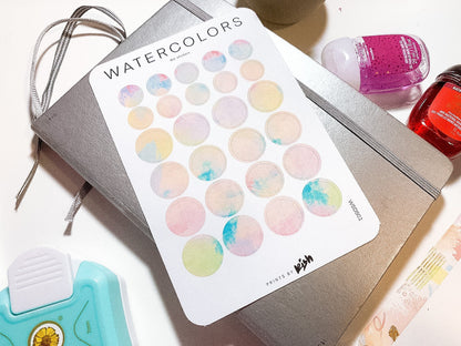 Watercolor Dots Sticker Sheet
