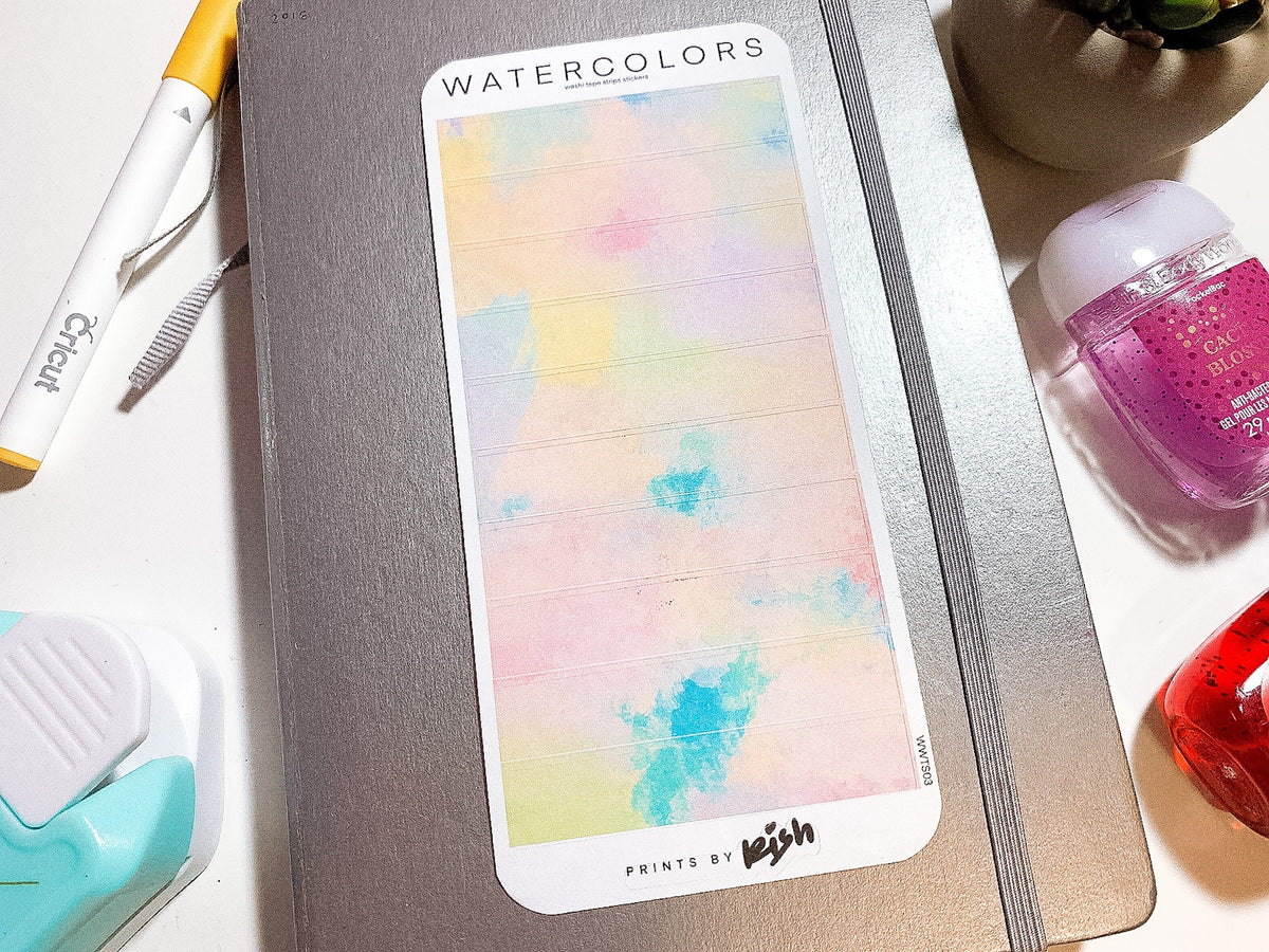 Watercolors Washi Tape Strips Sticker Sheet