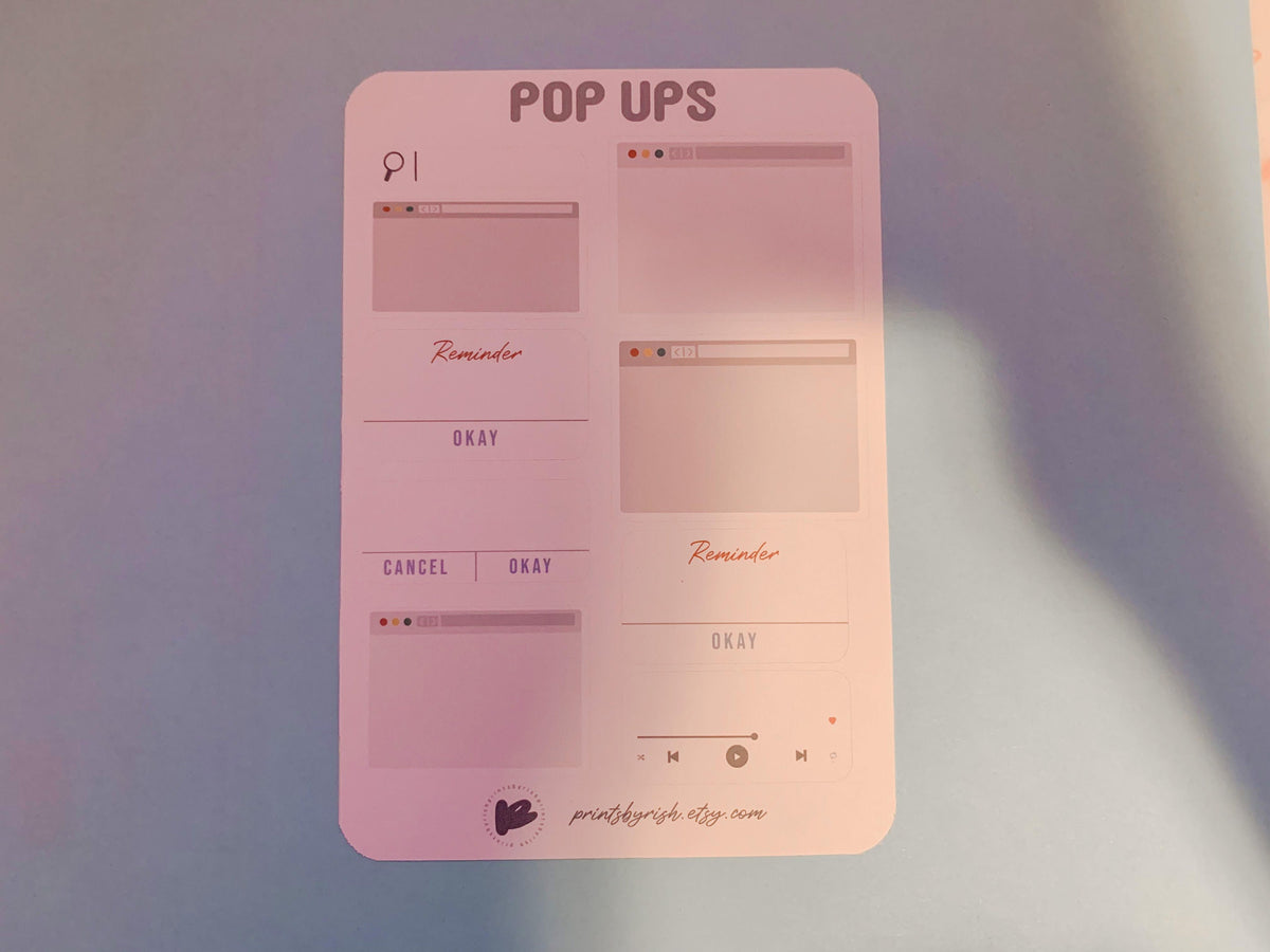 Pop Ups Stickers Sheet