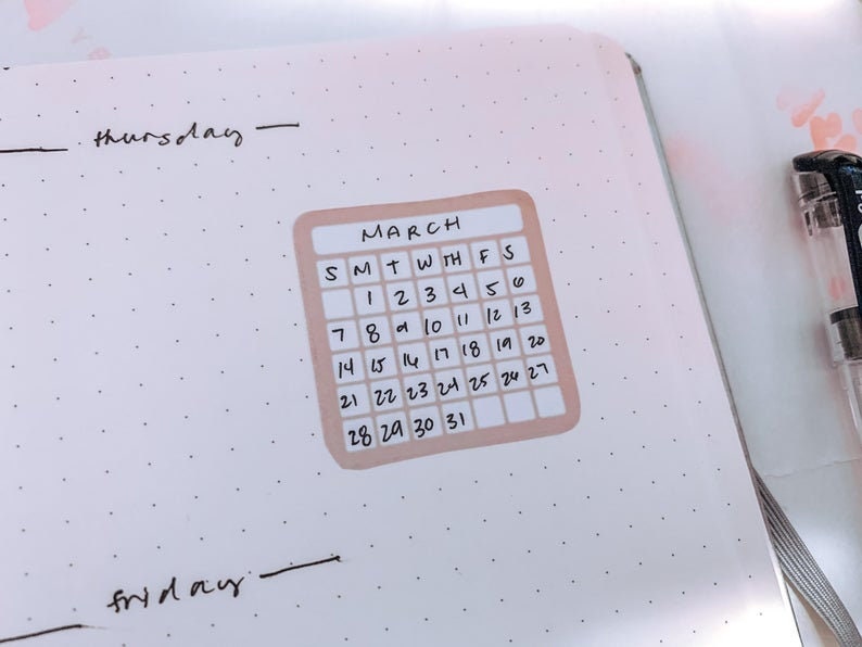 Monthly Calendar Tracker Sticker Sheet