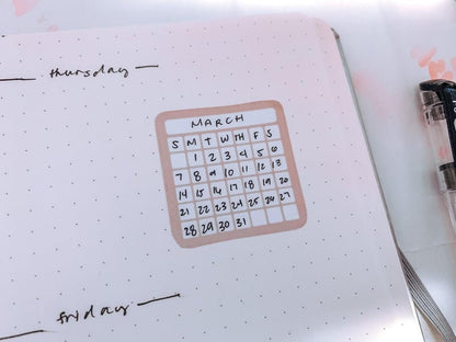 Monthly Calendar Tracker Sticker Sheet