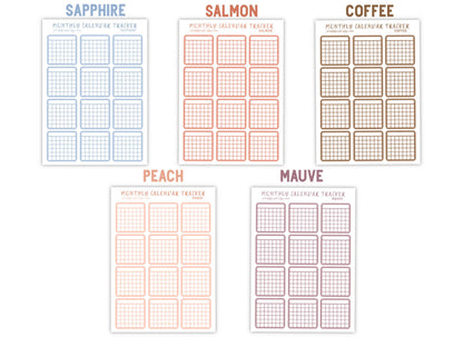 Monthly Calendar Tracker Sticker Sheet