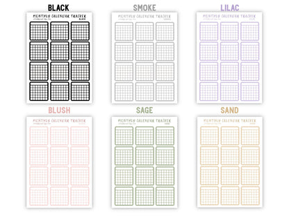 Monthly Calendar Tracker Sticker Sheet
