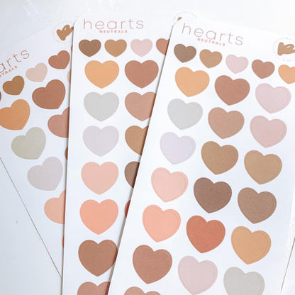 Cute Hearts Sticker Sheet - NEUTRALS