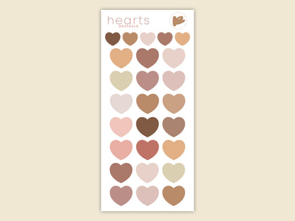 Cute Hearts Sticker Sheet - NEUTRALS