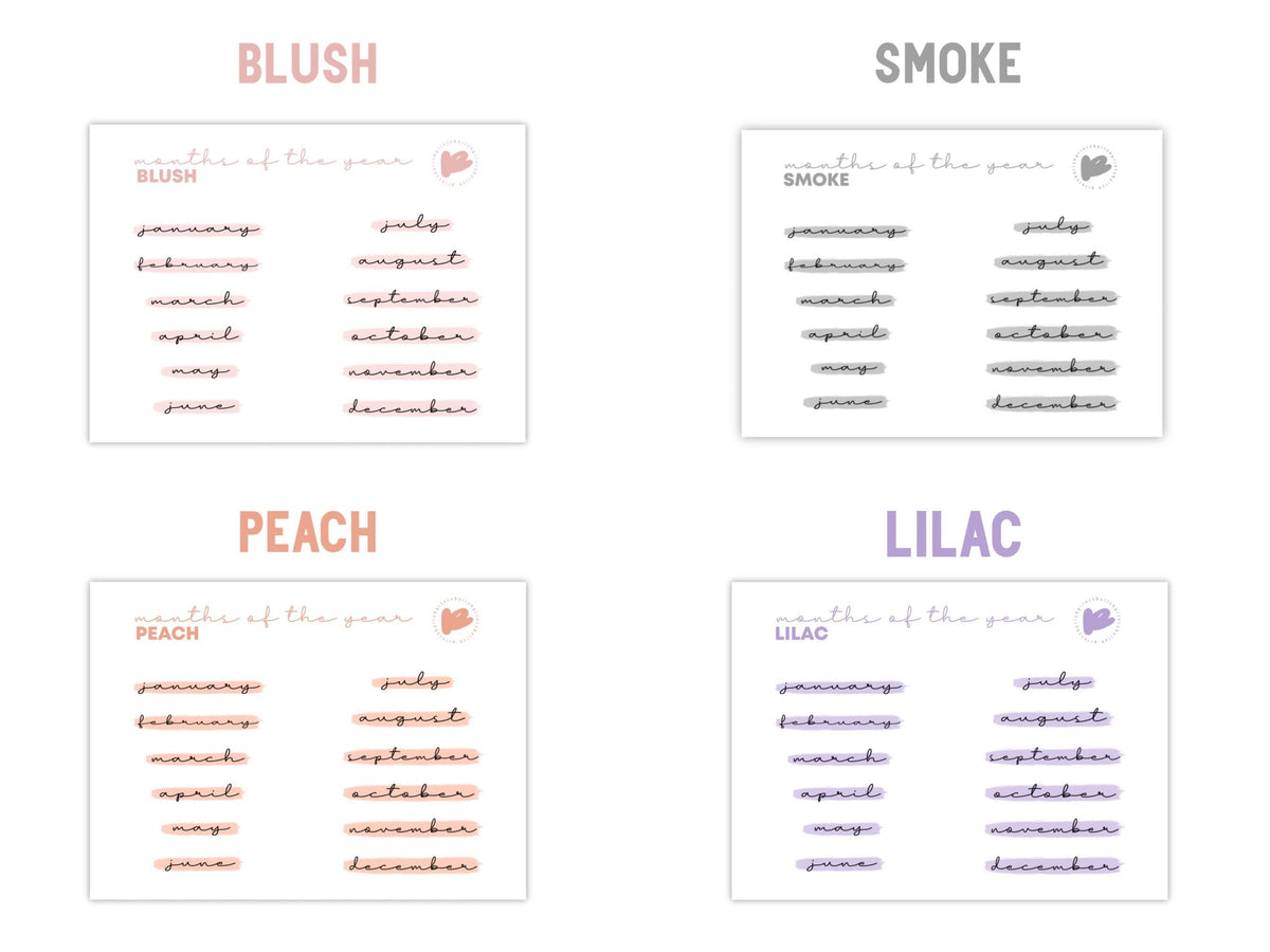 Months of the Year Sticker Sheet
