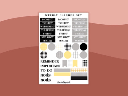 Weekly Planner Set Sticker Sheet - BLACK