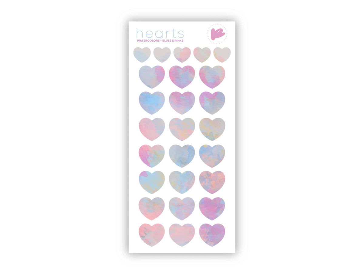 Watercolors Hearts Sticker Sheet