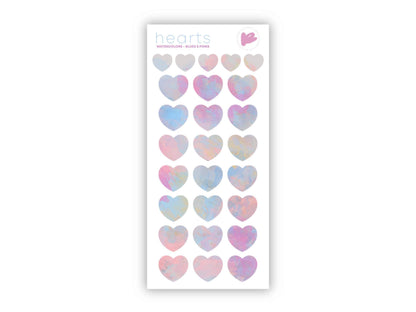 Watercolors Hearts Sticker Sheet