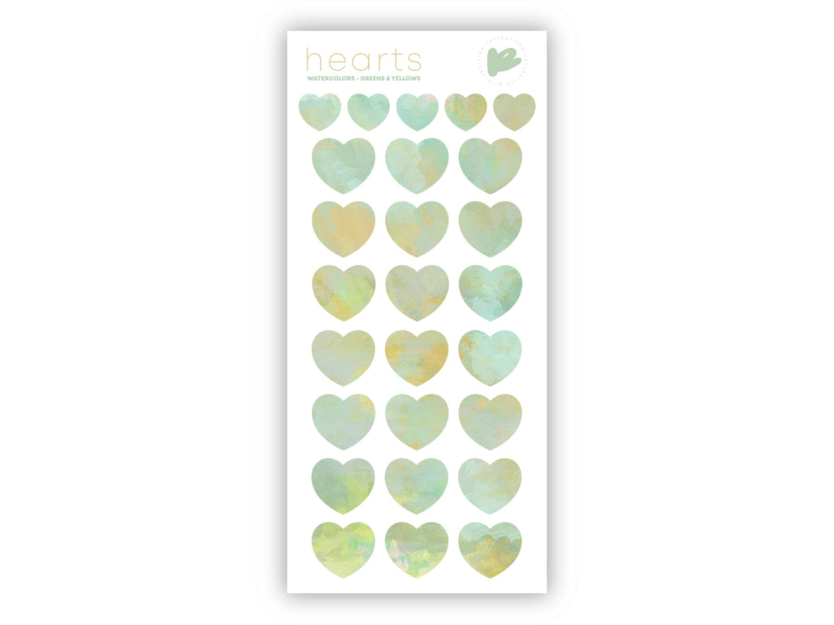 Watercolors Hearts Sticker Sheet