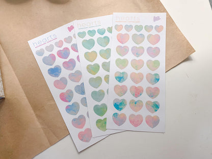 Watercolors Hearts Sticker Sheet