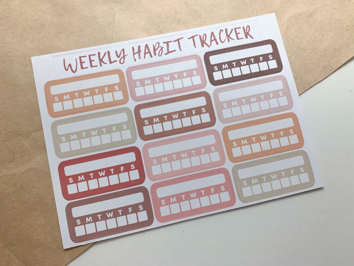 Weekly Habit Tracker Sticker Sheet - NEUTRALS