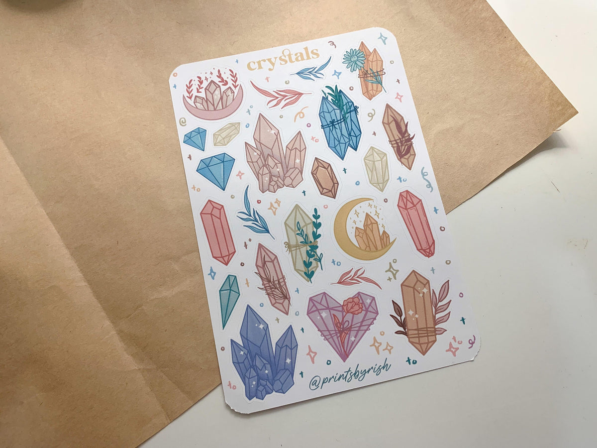 Crystals Sticker Sheet - Coloured