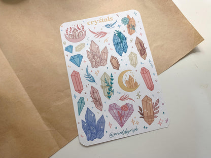Crystals Sticker Sheet - Coloured