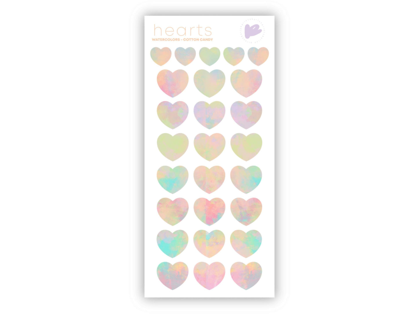 Watercolors Hearts Sticker Sheet