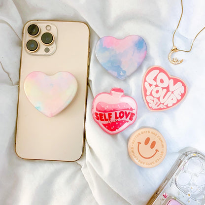 Blues & Pinks Watercolor Hearts Phone Grip