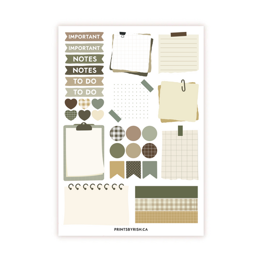Sticky Notes Sticker Sheet - EARTH TONES