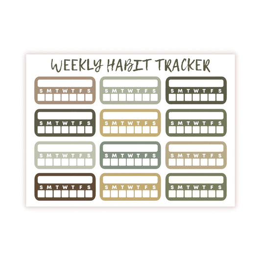 Weekly Habit Tracker Sticker Sheet - EARTH TONES