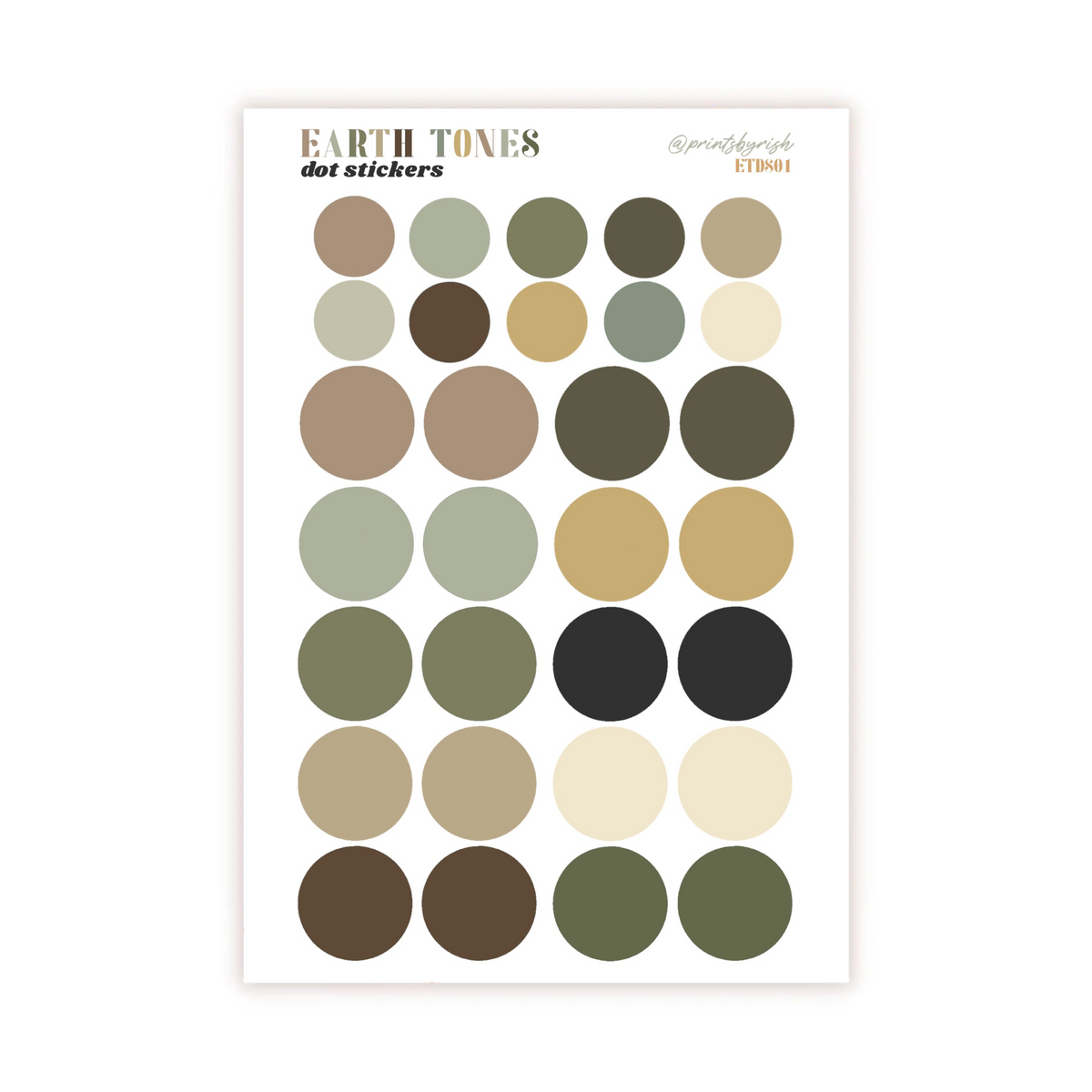 Dots Sticker Sheet - EARTH TONES
