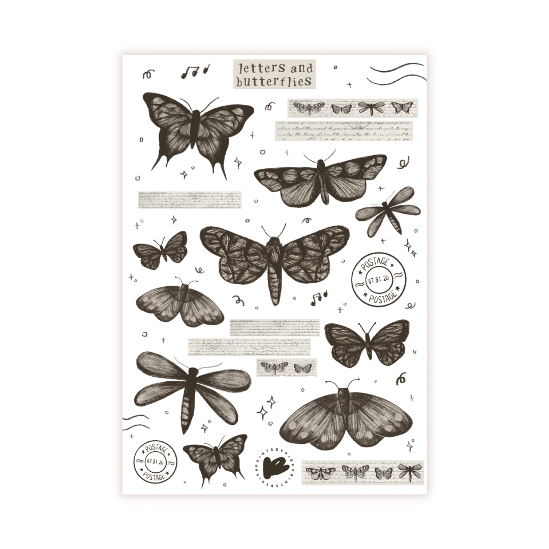 Letters & Butterflies Sticker Sheet