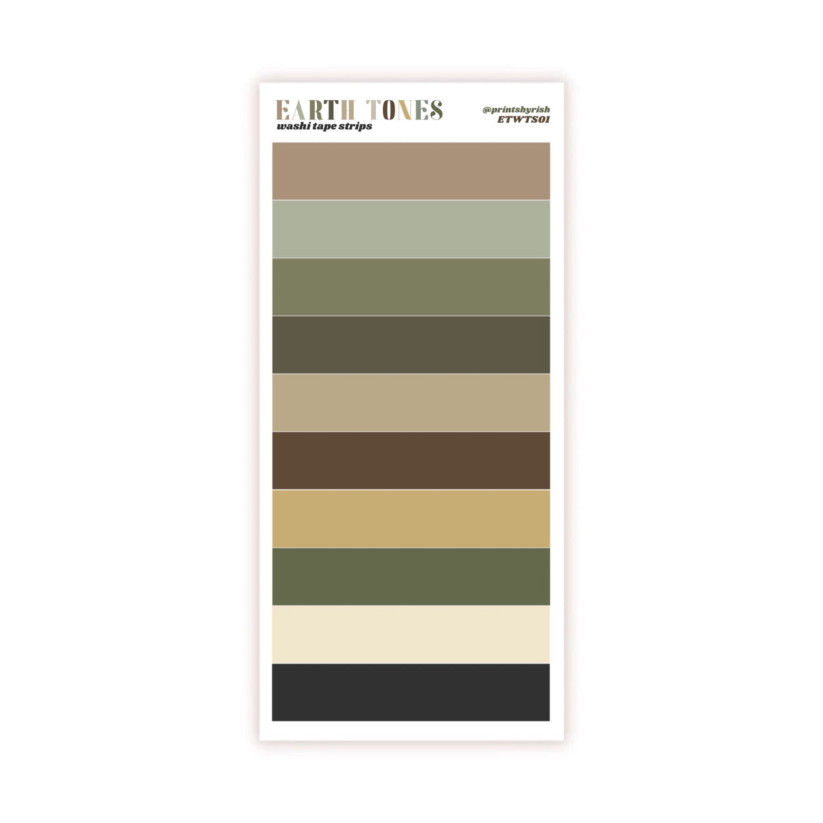 Washi Tape Strips Sticker Sheet - EARTH TONES