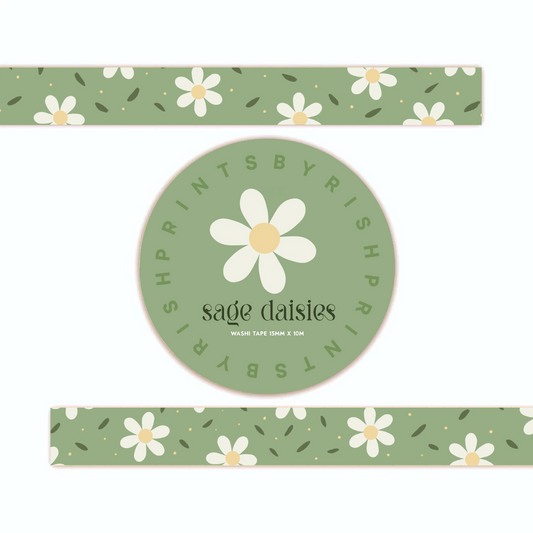 Sage Daisies Washi Tape