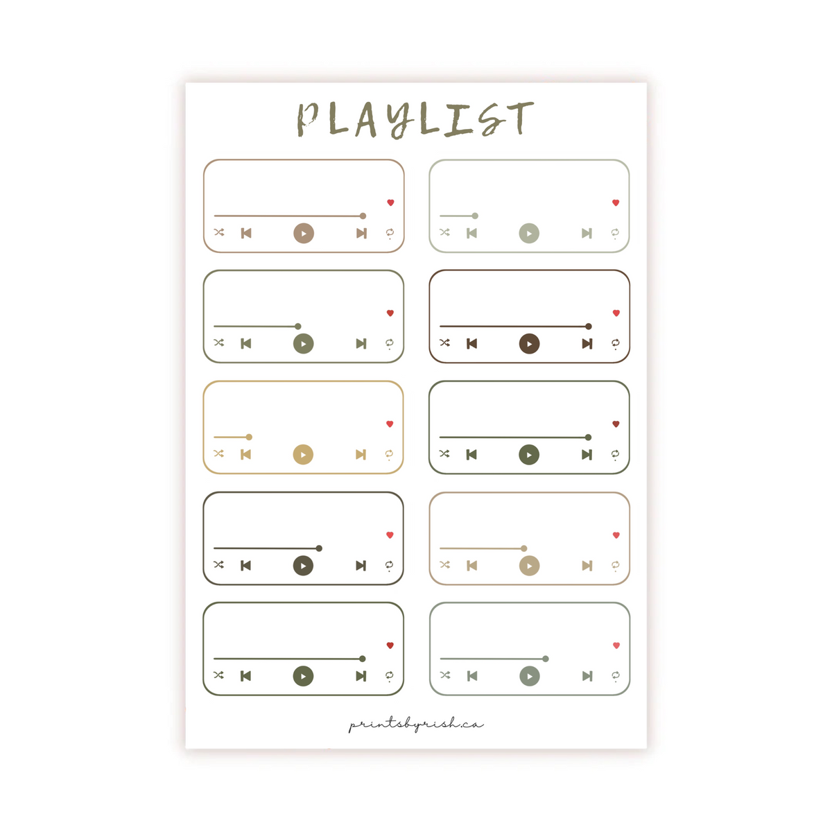 Playlist Sticker Sheet - EARTH TONES