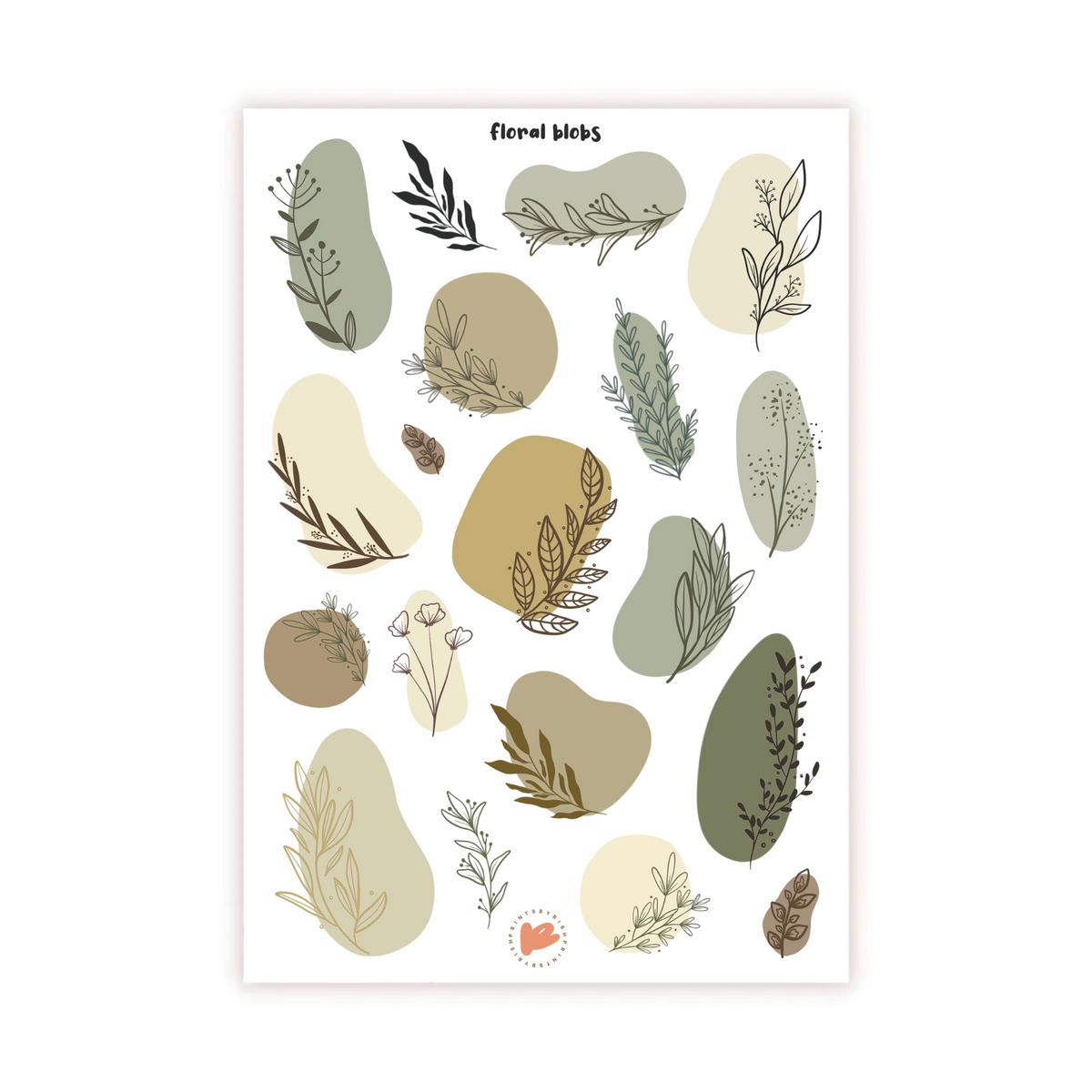 Floral Lil' Blobs Sticker Sheet - EARTH TONES